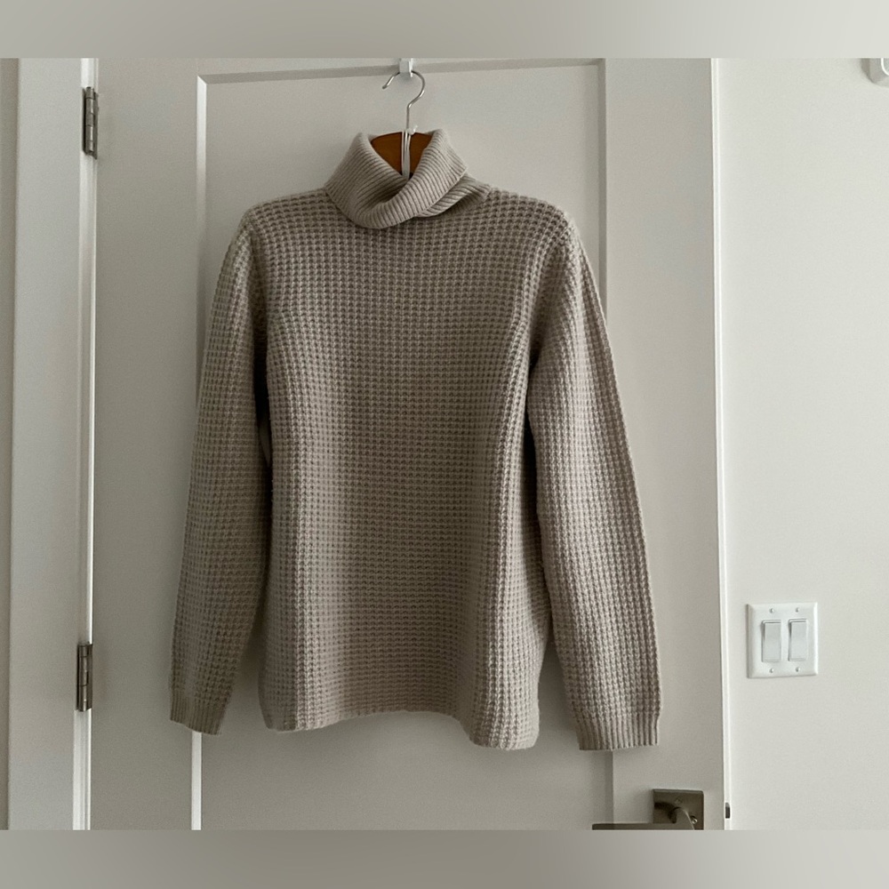 Magaschoni Taupe oatmeal cashmere Cowl Neck Sweater, L